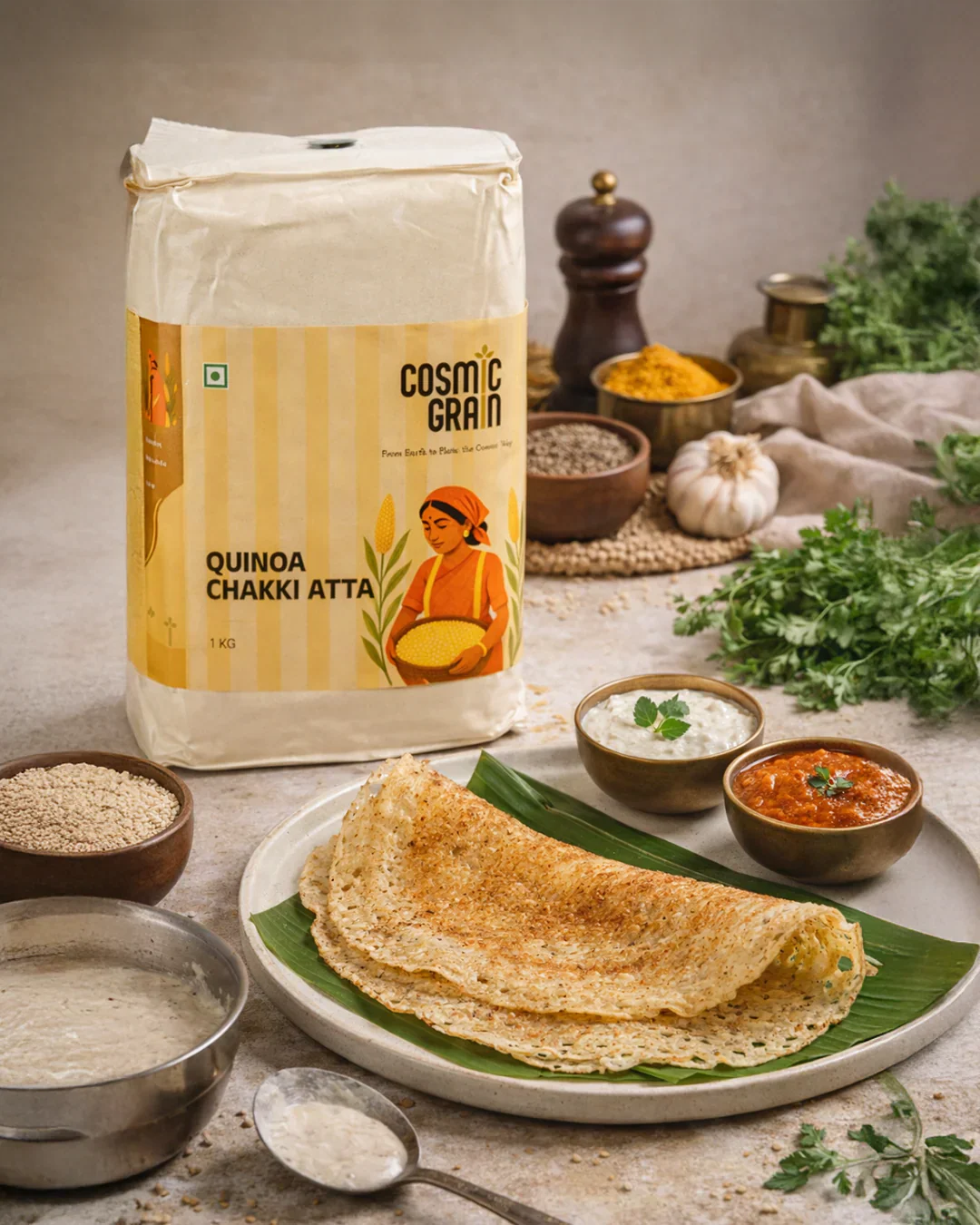 Quinoa Chakki Atta Dosa